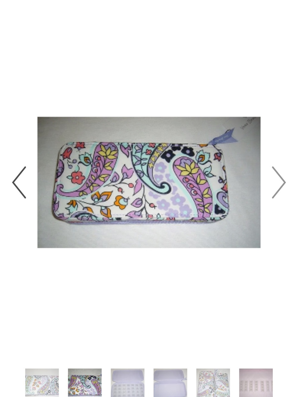 Vera Bradley White Paisley Floral 28 day pillbox with Purple Accents